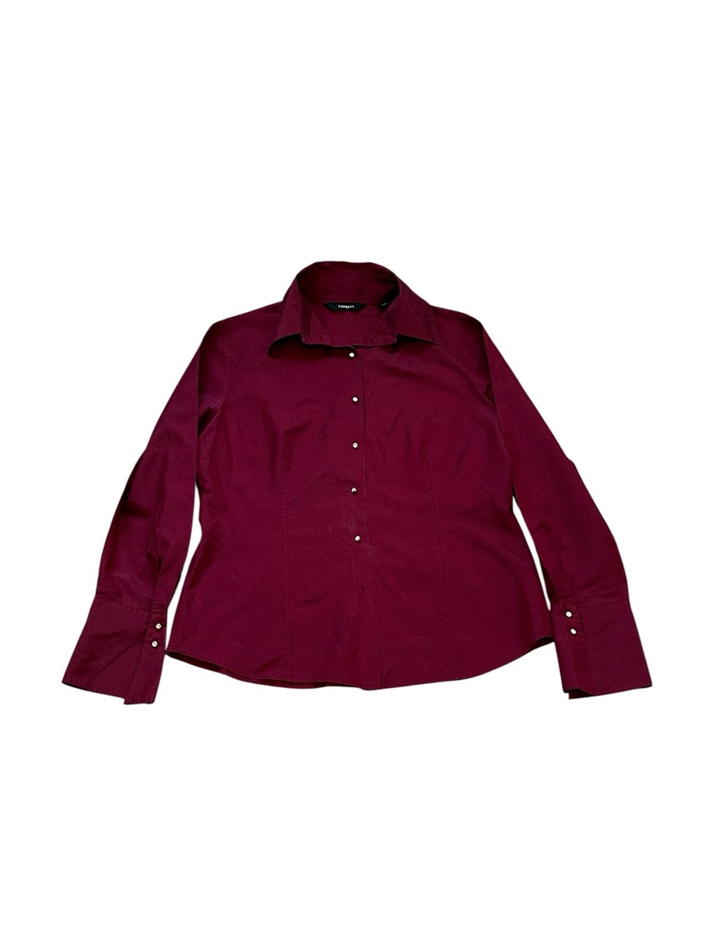 Vintage Express Cream Button-Up Shirt Y2K 90s Preppy Office Siren Academia - Picture 1 of 6